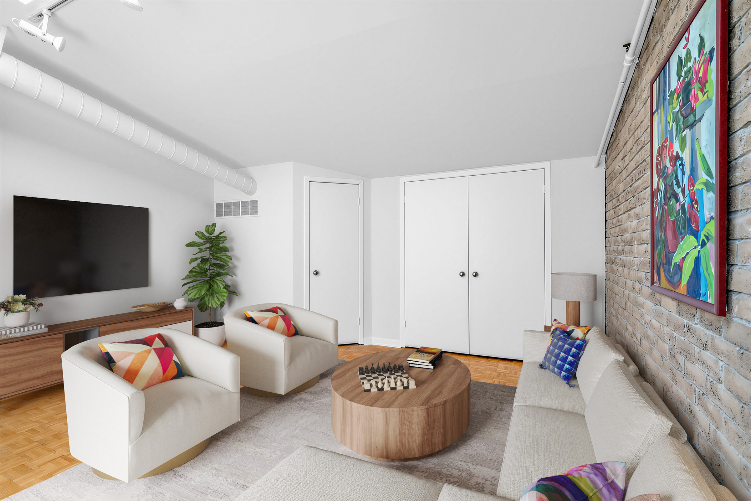 Spacious private terrace overlooking quiet residential street and greenery